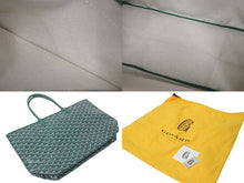 画像をギャラリービューアに読み込む, 新品未使用 GOYARD ゴヤール サンルイPM バッグ トートバッグ STLOUIPMLTY09CL09P PVC レザー ヘリンボーン グリーン 中古 4c074521