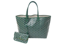 画像をギャラリービューアに読み込む, 新品未使用 GOYARD ゴヤール サンルイPM バッグ トートバッグ STLOUIPMLTY09CL09P PVC レザー ヘリンボーン グリーン 中古 4c074521