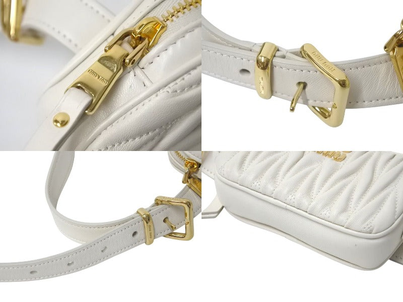 Very good condition MIUMIU Matelasse shoulder bag handbag 5CC568 white gold hardware used 4c074533