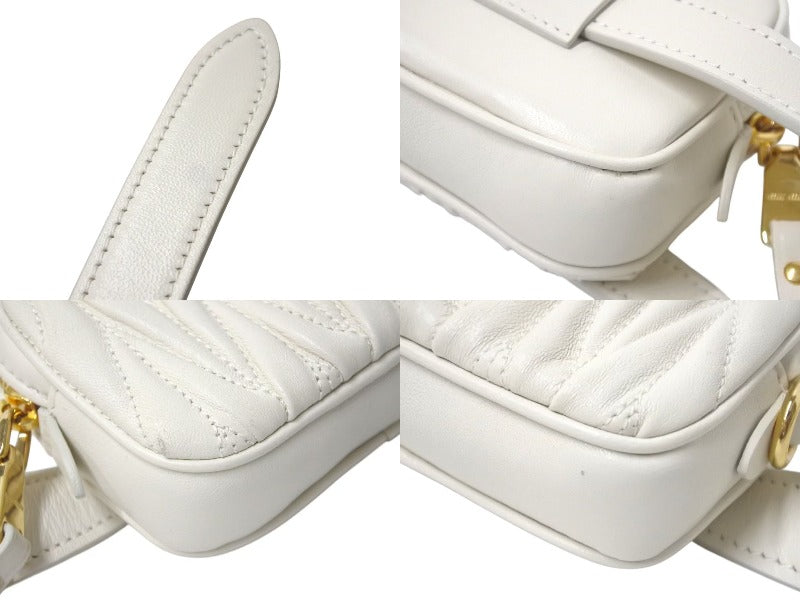 Very good condition MIUMIU Matelasse shoulder bag handbag 5CC568 white gold hardware used 4c074533