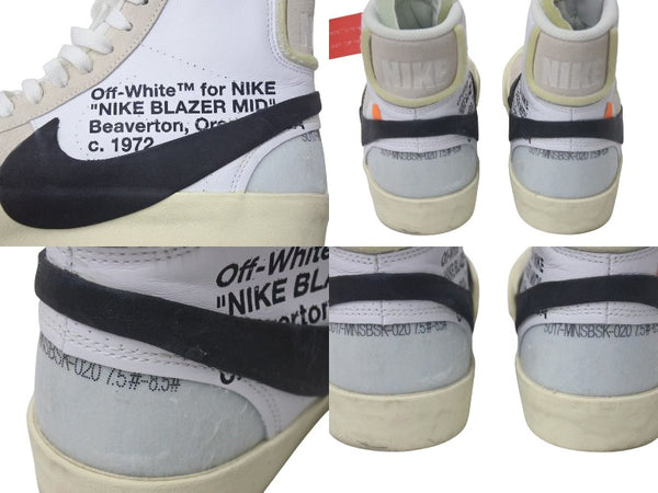 NIKE OFF-WHITE Nike Off-White Blazer THE 10 BLAZER MID Sneakers White Black AA3832-100 Good Condition Used 4c074581
