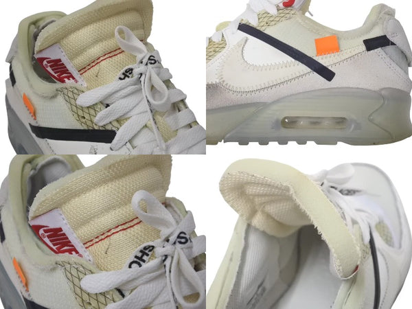 NIKE x OFF-WHITE ナイキｘオフホワイト ザテン エアマックス90 AA7293-100 ホワイト サイズ25cm 美品 中古 4c074584