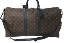 Load image into Gallery viewer, 極美品 LOUIS VUITTON ルイヴィトン キーポルバンドリエール55 ボストンバッグ M56714 モノグラムマカサー ブラック 中古 4c074592