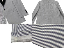 画像をギャラリービューアに読み込む, 極美品 CELINE シアサッカーストライプ テーラード ジャケット 2V215087I ホワイト ブルー ブラック コットン ポリエステル サイズ52 中古 4c074643