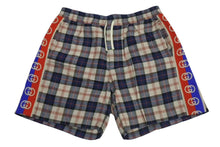 Load image into Gallery viewer, 極美品 GUCCI グッチ サイドライン チェックリネン コットンショーツ コットン 麻 リネン レッド ブルー ベージュ サイズ48 中古 4c074671
