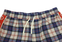 Load image into Gallery viewer, 極美品 GUCCI グッチ サイドライン チェックリネン コットンショーツ コットン 麻 リネン レッド ブルー ベージュ サイズ48 中古 4c074671