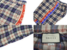 Load image into Gallery viewer, 極美品 GUCCI グッチ サイドライン チェックリネン コットンショーツ コットン 麻 リネン レッド ブルー ベージュ サイズ48 中古 4c074671