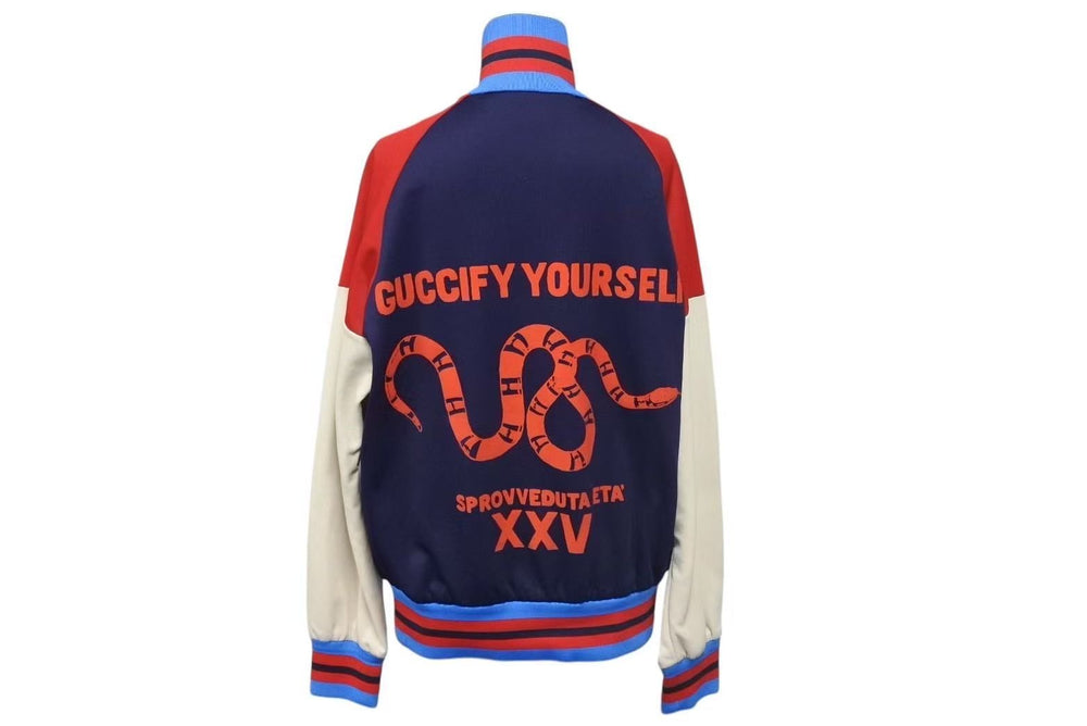 極美品 GUCCI グッチ トラックジャケット GUCCIFY YOURSELF 502287 X9P63 ブルー レッド ネイビー ベージュ サイズL 中古 4c074676