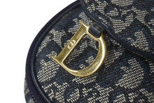 Load image into Gallery viewer, CHRISTIAN DIOR クリスチャンディオール トロッター ポーチ キャンバス レザー メタル ネイビー ゴールド金具 美品 中古 4c074769