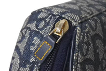 Load image into Gallery viewer, CHRISTIAN DIOR クリスチャンディオール トロッター ポーチ キャンバス レザー メタル ネイビー ゴールド金具 美品 中古 4c074769