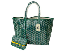 画像をギャラリービューアに読み込む, 新品未使用 GOYARD ゴヤール サンルイPM バッグ トートバッグ STLOUIPMLTY09CL09P PVC レザー ヘリンボーン グリーン 中古 4c074785