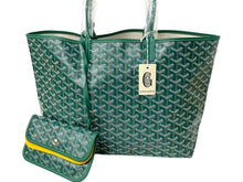 画像をギャラリービューアに読み込む, 新品未使用 GOYARD ゴヤール サンルイPM バッグ トートバッグ STLOUIPMLTY09CL09P PVC レザー ヘリンボーン グリーン 中古 4c074785