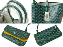 画像をギャラリービューアに読み込む, 新品未使用 GOYARD ゴヤール サンルイPM バッグ トートバッグ STLOUIPMLTY09CL09P PVC レザー ヘリンボーン グリーン 中古 4c074785
