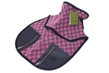 画像をギャラリービューアに読み込む, 新品未使用 GUCCI グッチ ペット トレンチコート 695730 サイズM GGキャンバス レザー ピンク ネイビー ペット用 中古 4c074799