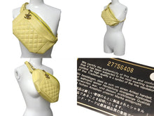 Load image into Gallery viewer, CHANEL シャネル ウエストバッグ 27番台 A57832 ココマーク キルティング ラムスキン イエロー ゴールド金具 良品 中古 4c074819
