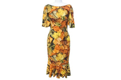 Extremely beautiful item DOLCE&GABBANA Dolce &amp; Gabbana Fall Leaf Rayon Dress, Orange, Size 36, Used, 4c074861