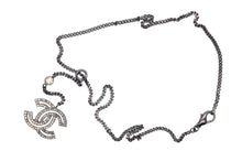 画像をギャラリービューアに読み込む, CHANEL シャネル ココマーク ネックレス 重量約12.7g メタル ブラック ライトストーン 美品 中古 4c074869