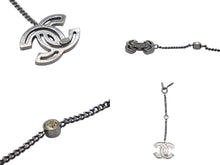 画像をギャラリービューアに読み込む, CHANEL シャネル ココマーク ネックレス 重量約12.7g メタル ブラック ライトストーン 美品 中古 4c074869