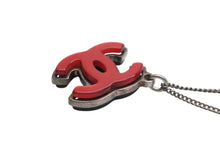 画像をギャラリービューアに読み込む, CHANEL シャネル ココマーク ネックレス 重量約4.7g シルバー ブラック レッド プラスチック 美品 中古 4c074870