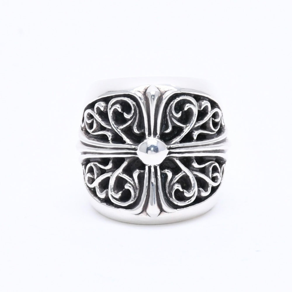 極美品 CHROME HEARTS クロムハーツ CLASSIC OVAL CROSS クラシック オーバルクロスリング 重量40.26g サイズ14号 シルバー925 中古 4a004521