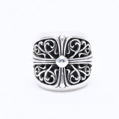 極美品 CHROME HEARTS クロムハーツ CLASSIC OVAL CROSS クラシック オーバルクロスリング 重量40.26g サイズ14号 シルバー925 中古 4a004521