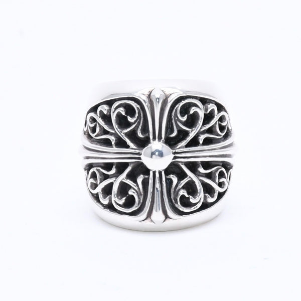 極美品 CHROME HEARTS クロムハーツ CLASSIC OVAL CROSS クラシック オーバルクロスリング 重量40.26g サイズ14号 シルバー925 中古 4a004521