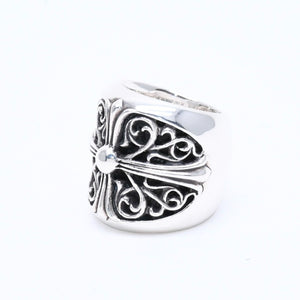 極美品 CHROME HEARTS クロムハーツ CLASSIC OVAL CROSS クラシック オーバルクロスリング 重量40.26g サイズ14号 シルバー925 中古 4a004521