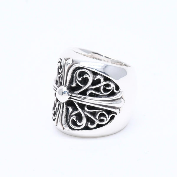 極美品 CHROME HEARTS クロムハーツ CLASSIC OVAL CROSS クラシック オーバルクロスリング 重量40.26g サイズ14号 シルバー925 中古 4a004521