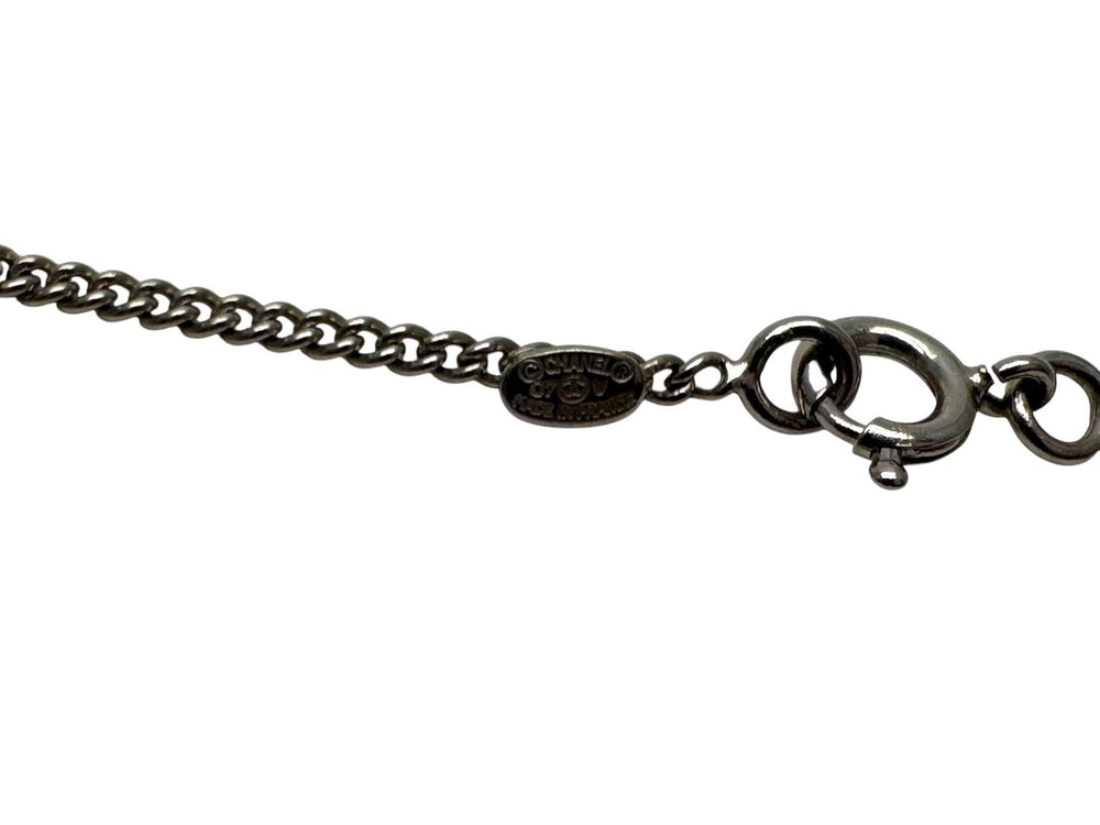 Very good condition CHANEL double-sided here mark necklace accessory 07v stamp metal silver ivory used 4c074883