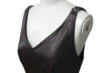 画像をギャラリービューアに読み込む, CHROME HEARTS クロムハーツ レザーワンピース ノースリーブ ブラウン クロスパッチ ダガー サイズS 美品 中古 4c074888