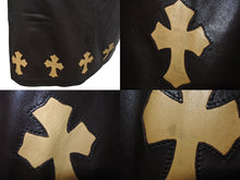 画像をギャラリービューアに読み込む, CHROME HEARTS クロムハーツ レザーワンピース ノースリーブ ブラウン クロスパッチ ダガー サイズS 美品 中古 4c074888