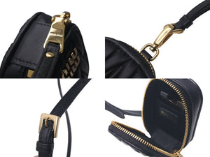 極美品 MIUMIU ミュウミュウ 23FW AirPodsケース ミニポーチ MATELASSE マテラッセレザー ブラック ゴールド金具 中古 4c074891