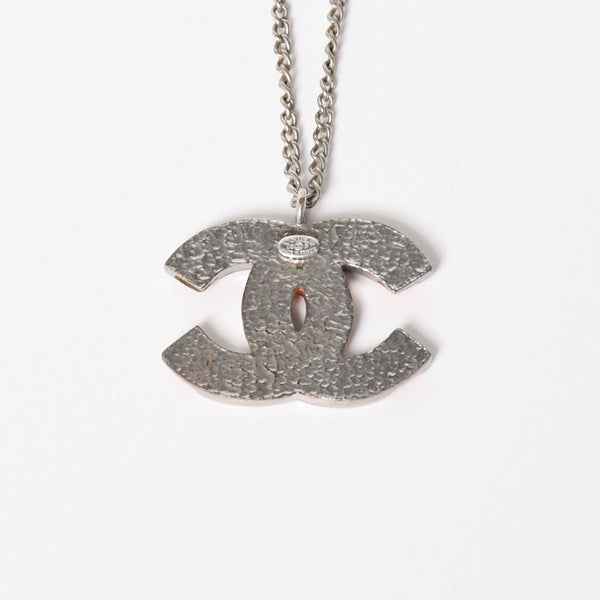 CHANEL シャネル ネックレス ココマーク ボーダー オレンジ ピンク シルバー ボーダー 重量約9.47g 05P刻印 美品 中古 4c074894