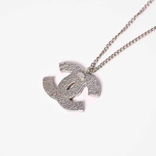 CHANEL シャネル ネックレス ココマーク ボーダー オレンジ ピンク シルバー ボーダー 重量約9.47g 05P刻印 美品 中古 4c074894
