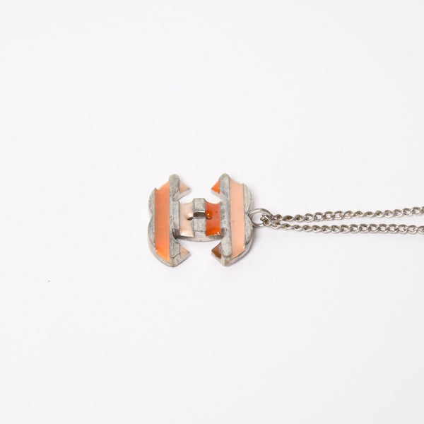 CHANEL シャネル ネックレス ココマーク ボーダー オレンジ ピンク シルバー ボーダー 重量約9.47g 05P刻印 美品 中古 4c074894