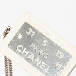 CHANEL シャネル プレートネックレス ネックレス ホワイト×シルバー シルバーチェーン 重量約16.63g 美品 中古 4c074903