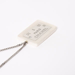 CHANEL シャネル プレートネックレス ネックレス ホワイト×シルバー シルバーチェーン 重量約16.63g 美品 中古 4c074903