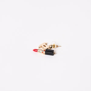 Very good condition CHANEL Earrings Lipstick Both ears Weight approx. 8.36g GP Gold Black Red 04A stamp Used 4c064770