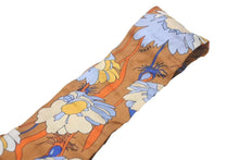 画像をギャラリービューアに読み込む, FENDI フェンディ スカーフ ストール ツイリー 花柄 シルク ブラウン オレンジ 美品 中古 4c074957