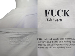 VETEMENTS ヴェトモン F*CK DEFINITION T-SHIRT ファック デフィニション 半袖Tシャツ UA52TR160W サイズXL ホワイト 美品 中古 4c074973