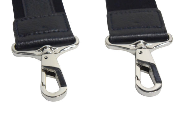 PELLE MORBIDA Shoulder strap Cotton Leather Black Navy Silver hardware Good condition Used 4c074981