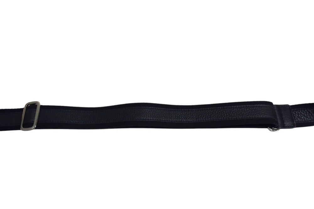 PELLE MORBIDA Shoulder strap Cotton Leather Black Navy Silver hardware Good condition Used 4c074981