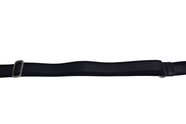 PELLE MORBIDA Shoulder strap Cotton Leather Black Navy Silver hardware Good condition Used 4c074981