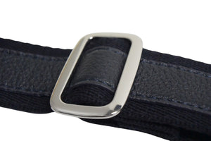 PELLE MORBIDA Shoulder strap Cotton Leather Black Navy Silver hardware Good condition Used 4c074981