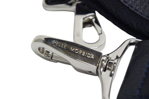 PELLE MORBIDA Shoulder strap Cotton Leather Black Navy Silver hardware Good condition Used 4c074981