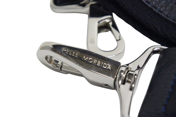 PELLE MORBIDA Shoulder strap Cotton Leather Black Navy Silver hardware Good condition Used 4c074981