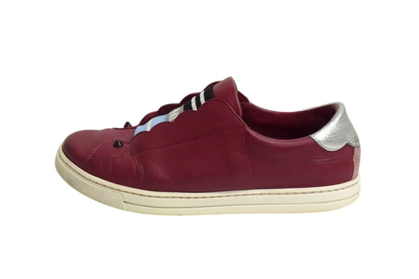 FENDI Elastic Band Sneakers Slip-on Leather Wine Red Size 37 8E6592 Good Used 4c074996