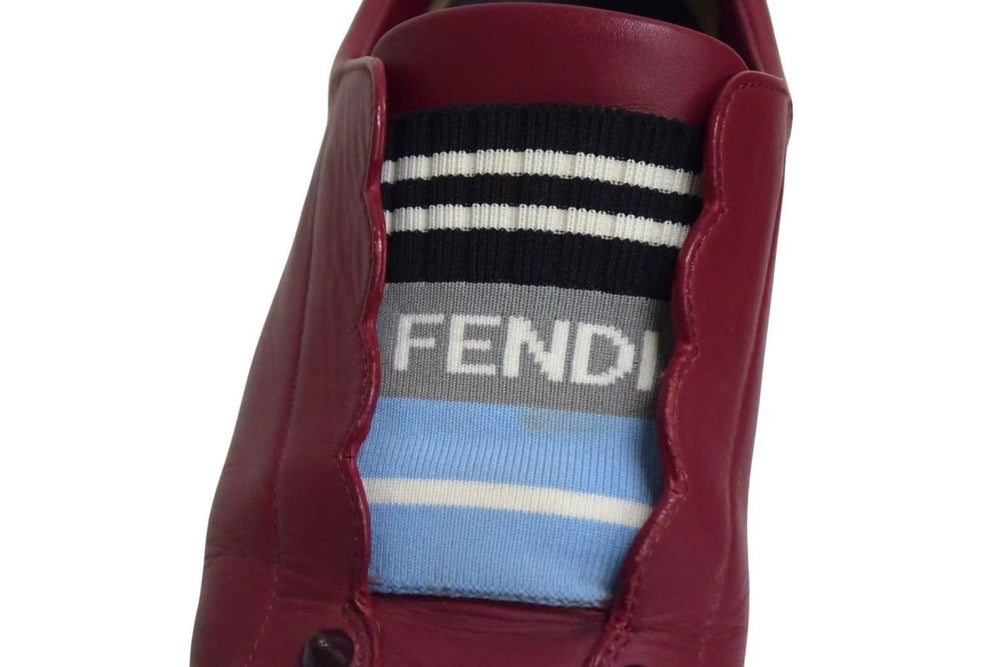 FENDI フェンディ エラスティックバンド スニーカー スリッポン レザー ワインレッド サイズ37 8E6592 良品 中古 4c074996