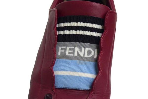 FENDI Elastic Band Sneakers Slip-on Leather Wine Red Size 37 8E6592 Good Used 4c074996