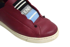 FENDI Elastic Band Sneakers Slip-on Leather Wine Red Size 37 8E6592 Good Used 4c074996
